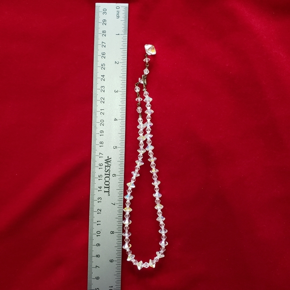 Vintage CHOKER CRYSTAL NECKLACE SINGLE STRAND hook clasp - Picture 12 of 12